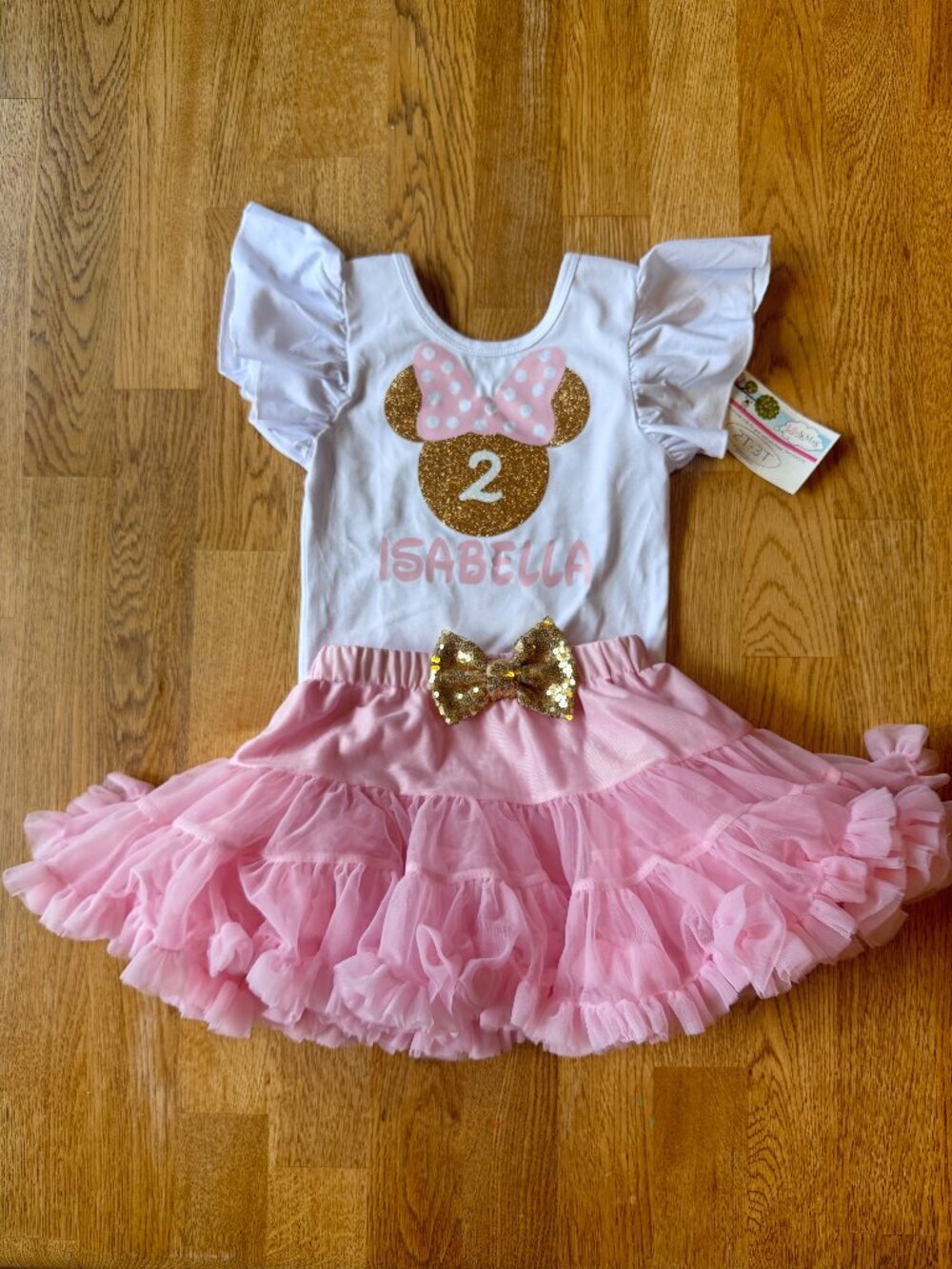 Minnie Mouse 2nd Birthday Outfit ISABELLA Pink Gold White NWT